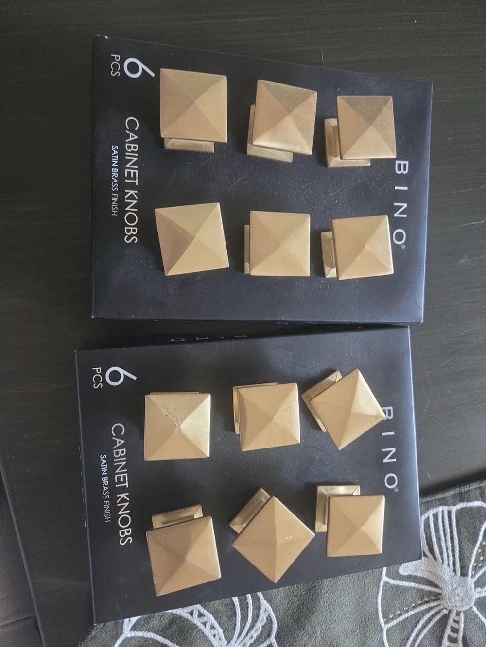 BINO Satin Brass Pyramid Cabinet Knobs - Gold
